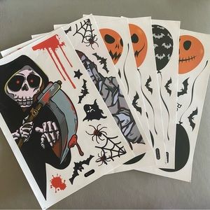 Halloween window clings stickers 6 sheets 12x8”